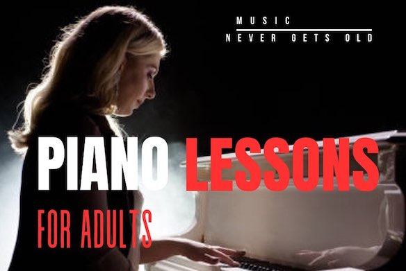 Discover the Joys of Piano Lessons: Why Adults Thrive in Musical Pursuits.Lady playing a white baby grand. Marbella Music.